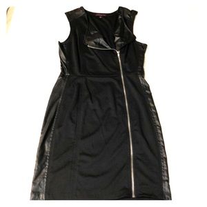 Material Girl black zip dress faux Lather stretchy